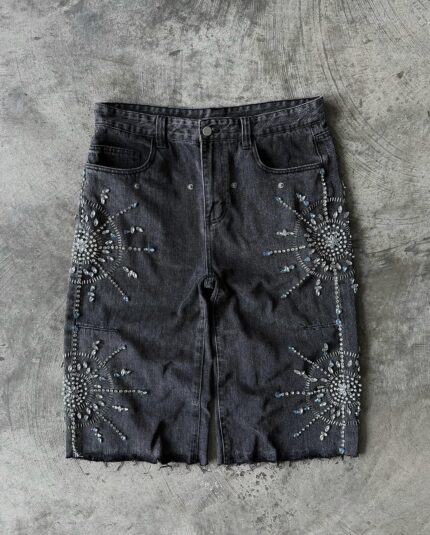 TENTH SERIES BLACK MONOGRAM MIRROR JORTS